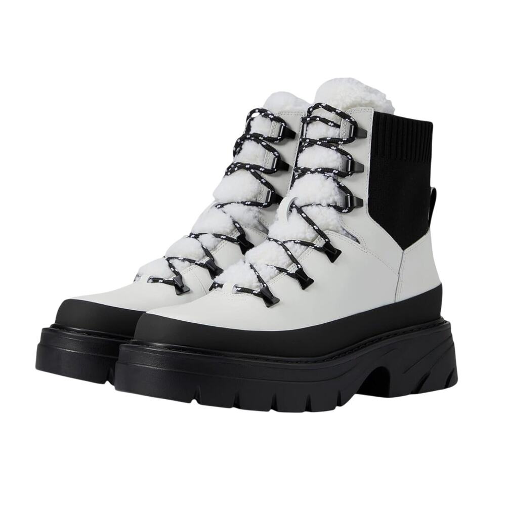 New! Marc Fisher Izuma Lugsole Boots in White/Black - Size 7.5 (MSRP $259) - Picture 4 of 11